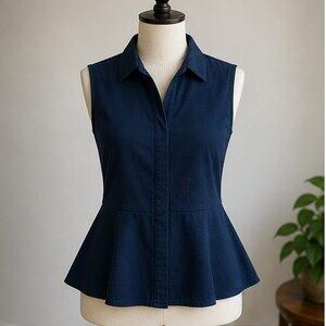 Navy Ruffle Blouse
